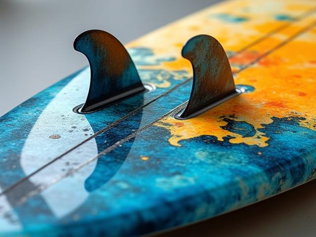 Epoxy twin fin with bold resin tint artwork