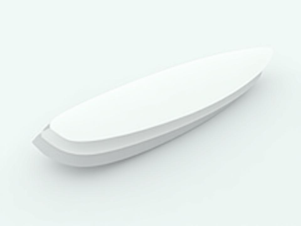 Cross-section diagram of an epoxy surfboard with layers labeled