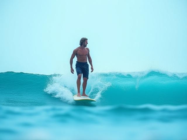 Classic single fin longboard nose-riding a wave.