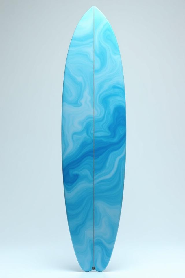 Vintage longboard with a deep blue resin swirl pattern