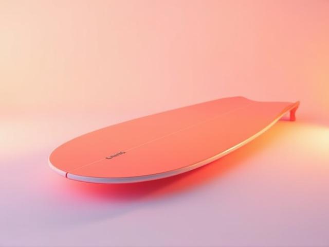 Performance shortboard with a vibrant orange and pink sunset resin fade
