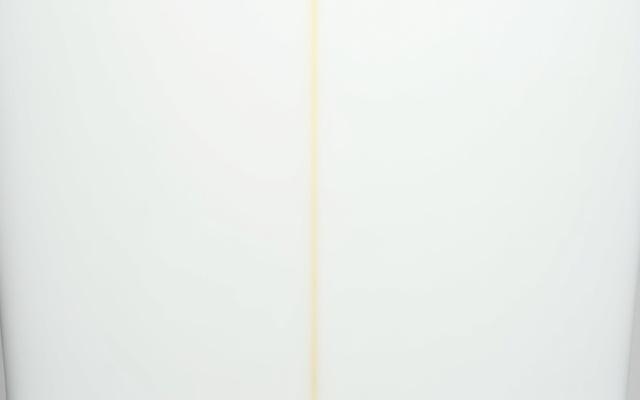 Cleaned and re-finished surfboard deck after restoration, with a bright white, factory-fresh appearance and smooth surface.